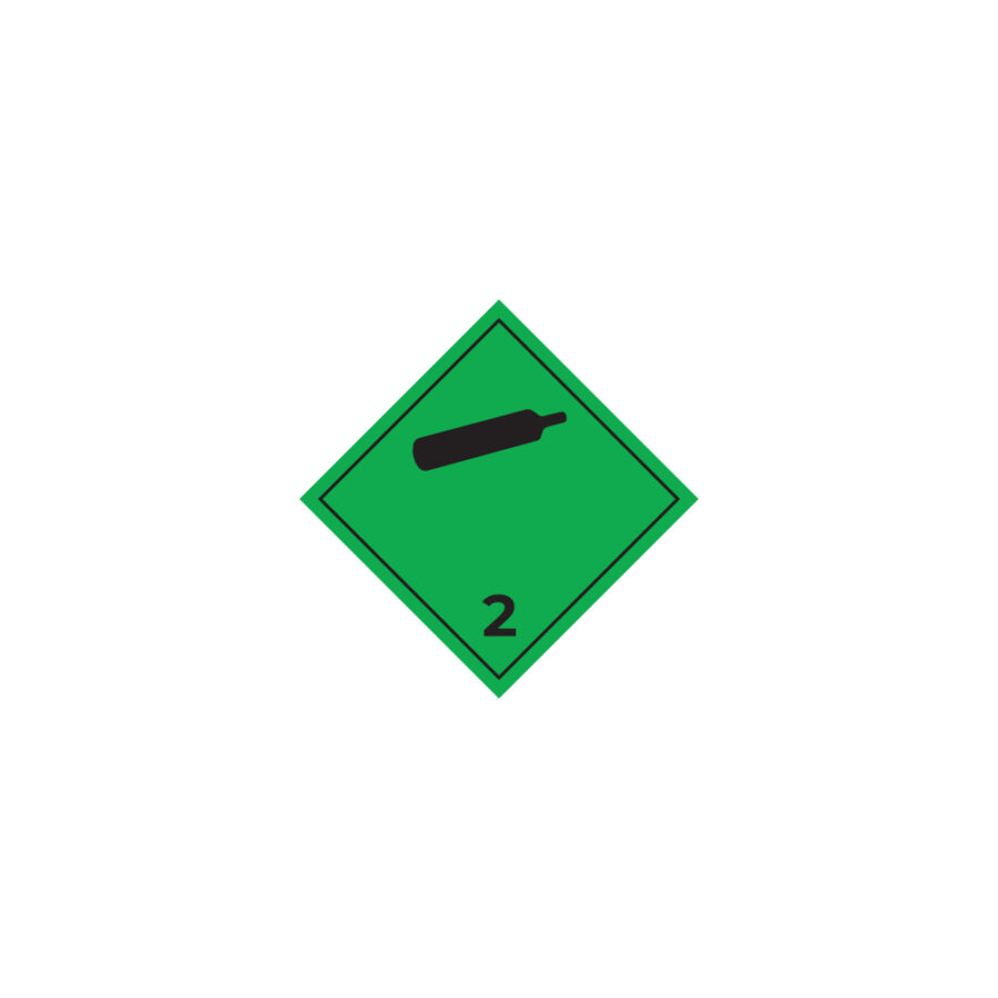 Hazard label No 2.2 – Non – flammable, non-toxic gases, Class 2, PVC packaging labels 100x100mm img01