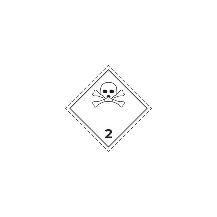 Hazard label No 2.3 – Toxic gases, Class 2, PVC packaging labels 100x100mm img01