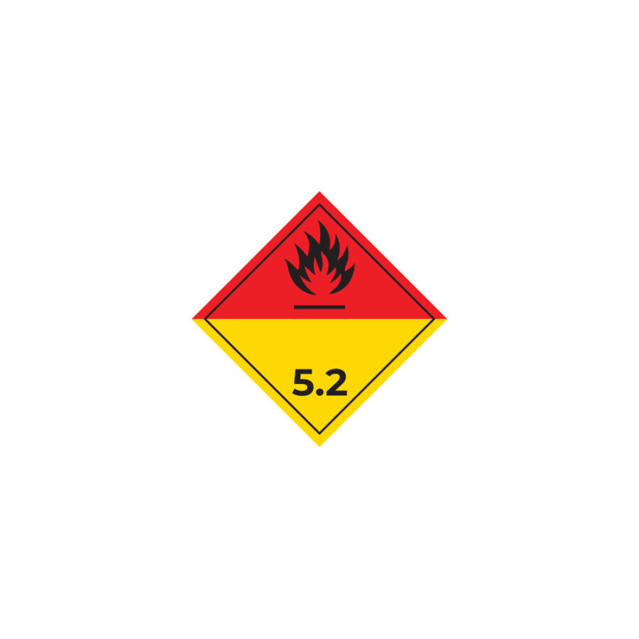 Hazard label No 5.2 – Organic peroxides, Class 5.2, PVC packaging labels 100x100mm (100 pcs) img01