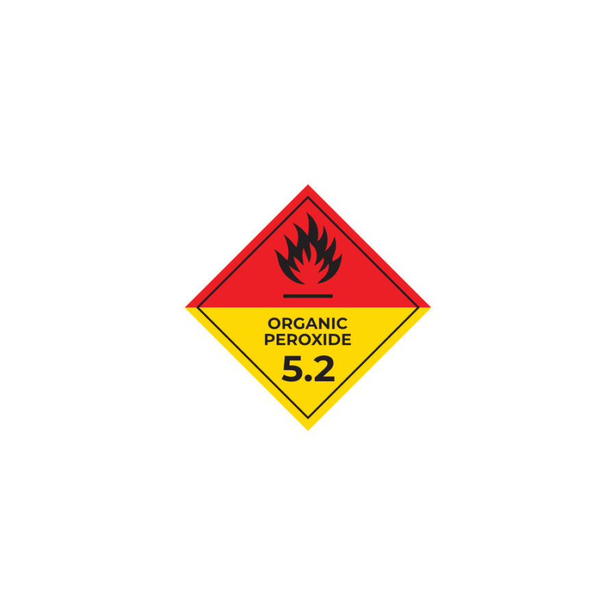 Hazard label No 5.2 – Organic peroxides, Class 5.2 (text), PVC packaging labels 100x100mm (100 pcs) img01